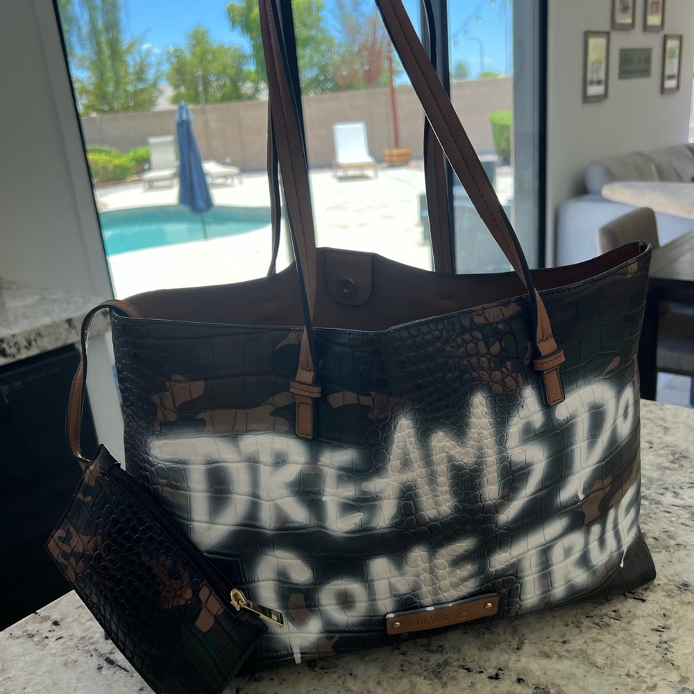 Stylish Camouflage Tote Bag with Inspirational Print